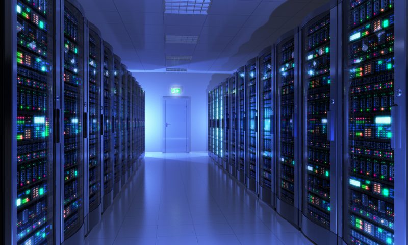 Modern interior of server room in datacenter