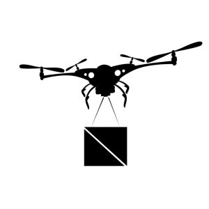 Drone Flying Delivery Air Package Shipment Carry Quadrocopter Isolated Logo Icon Vector Illustration